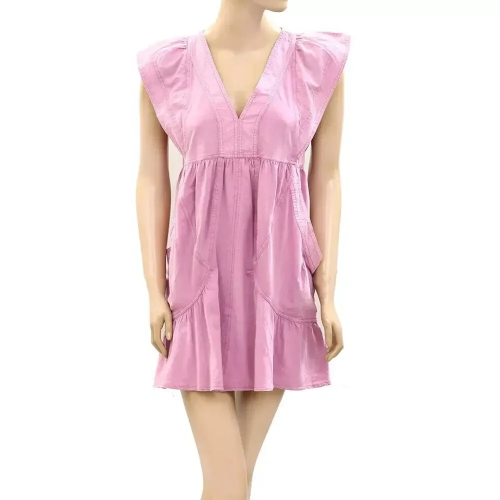 Daily Practice by Anthropologie Short-Sleeve Mini Dress Cotton Solid M-P 272577